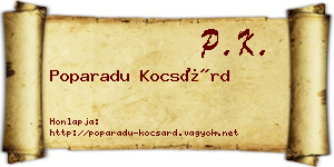 Poparadu Kocsárd névjegykártya